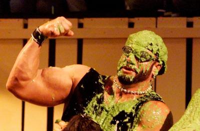 Wrestler Randy Macho Man Savage Slimed during Awards Show